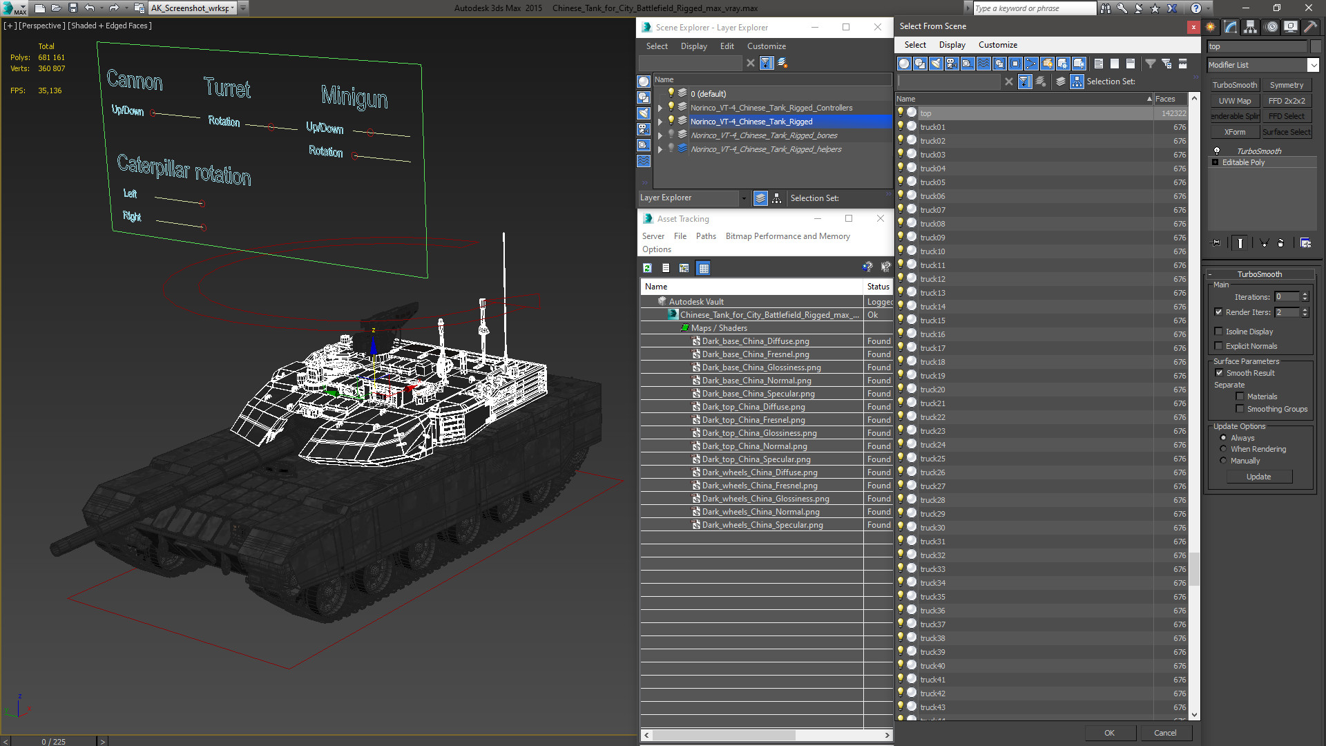 Chinese Tank for City Battlefield Rigged for Maya 3D model