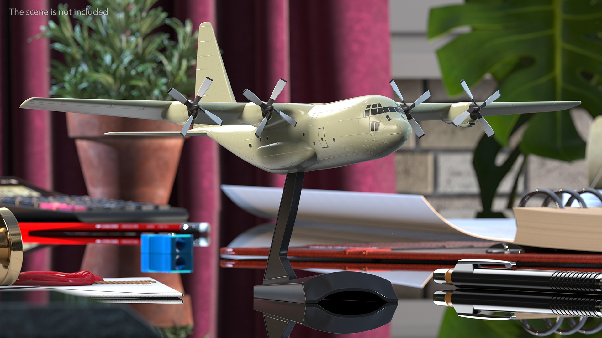 3D model Turboprop Military Transport Aircraft Scale Model with Stand