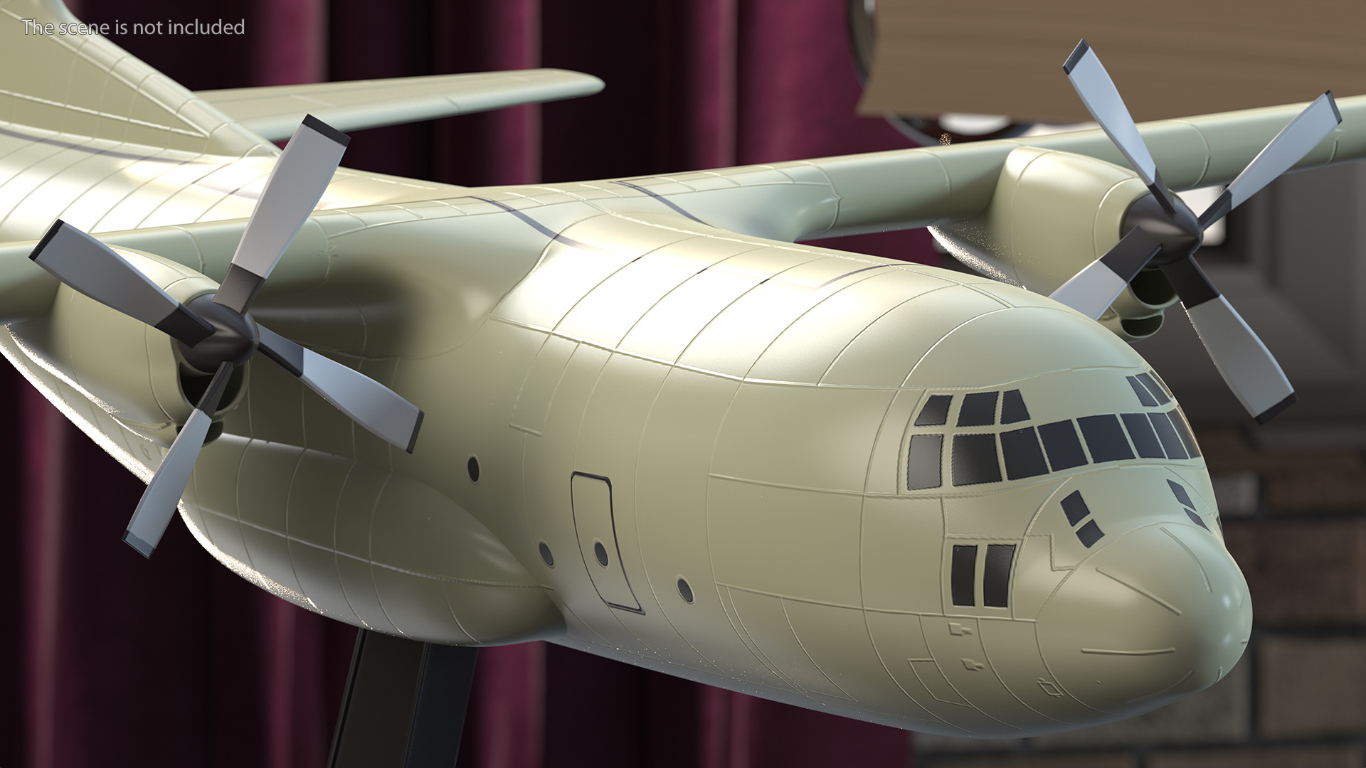3D model Turboprop Military Transport Aircraft Scale Model with Stand