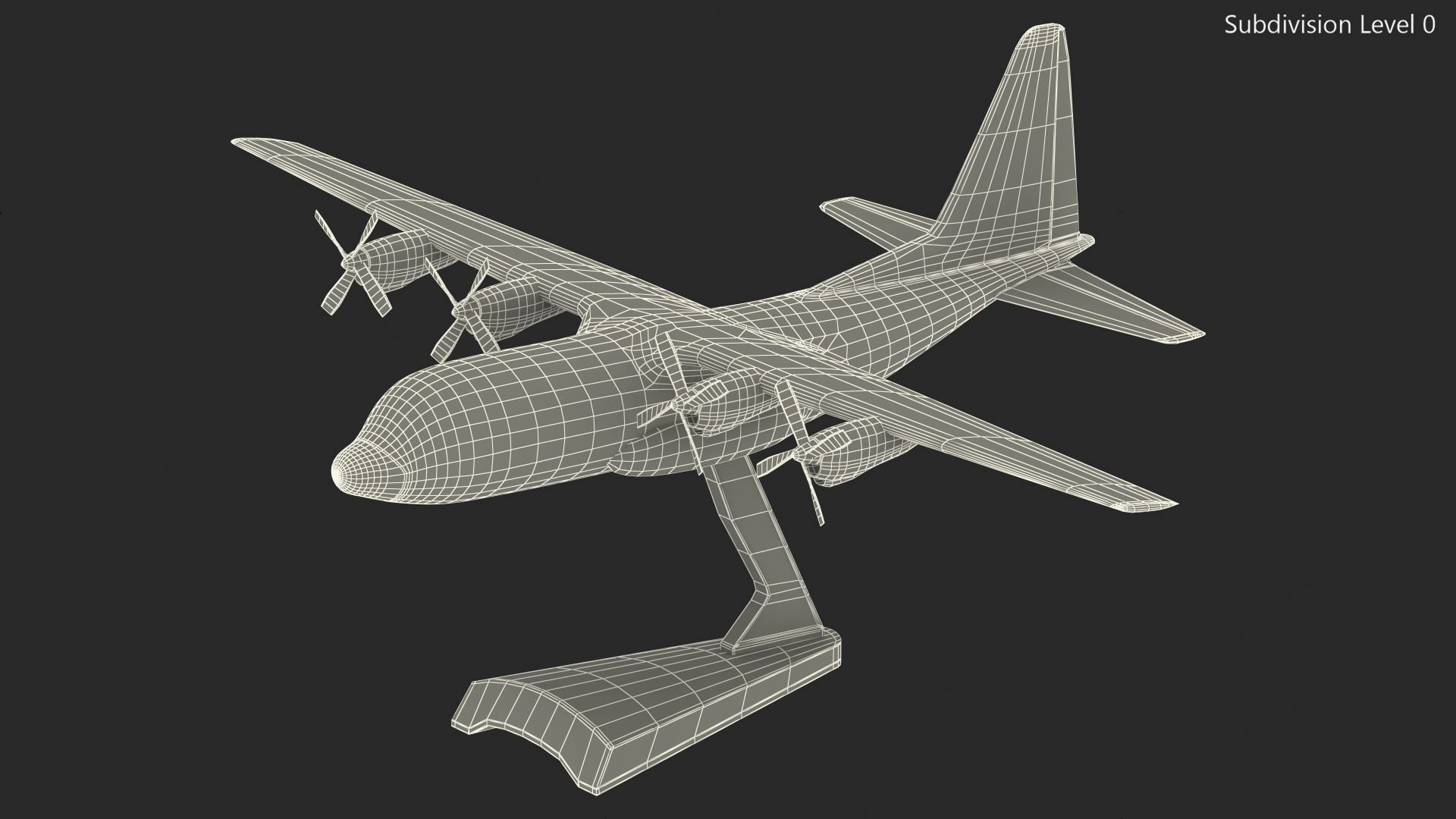 3D model Turboprop Military Transport Aircraft Scale Model with Stand