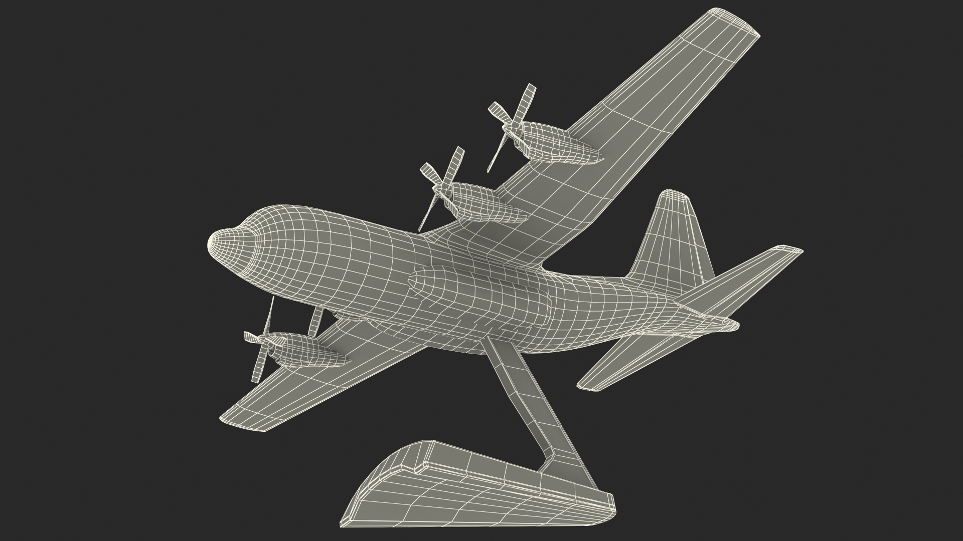3D model Turboprop Military Transport Aircraft Scale Model with Stand