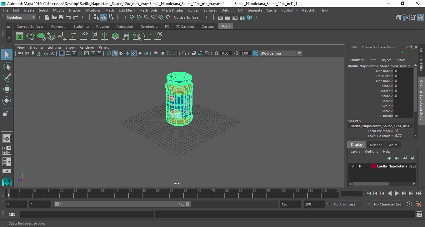 Barilla Napoletana Sauce 12oz 3D model