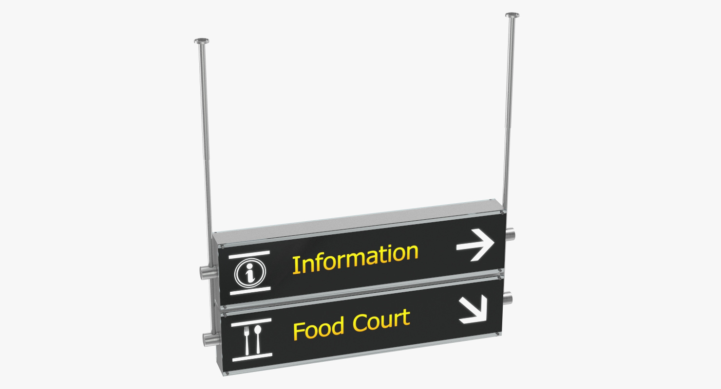 3D Airport Signs Information Food Court