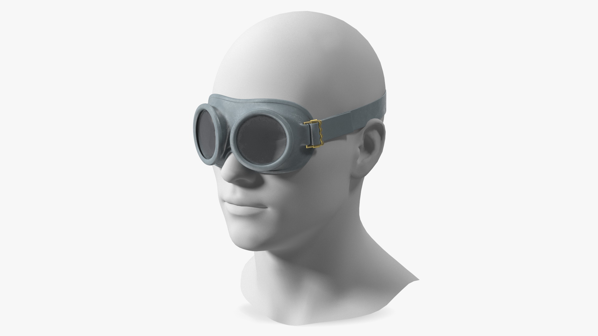 3D NATO Round Army Goggles Gray on Mannequin Head