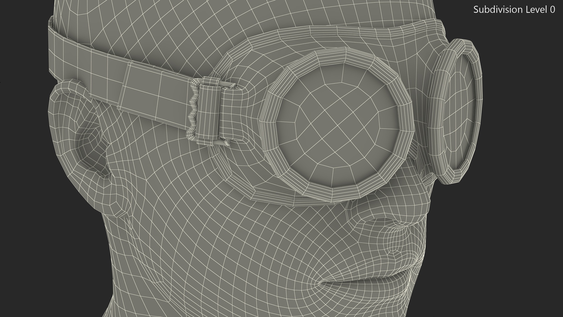 3D NATO Round Army Goggles Gray on Mannequin Head