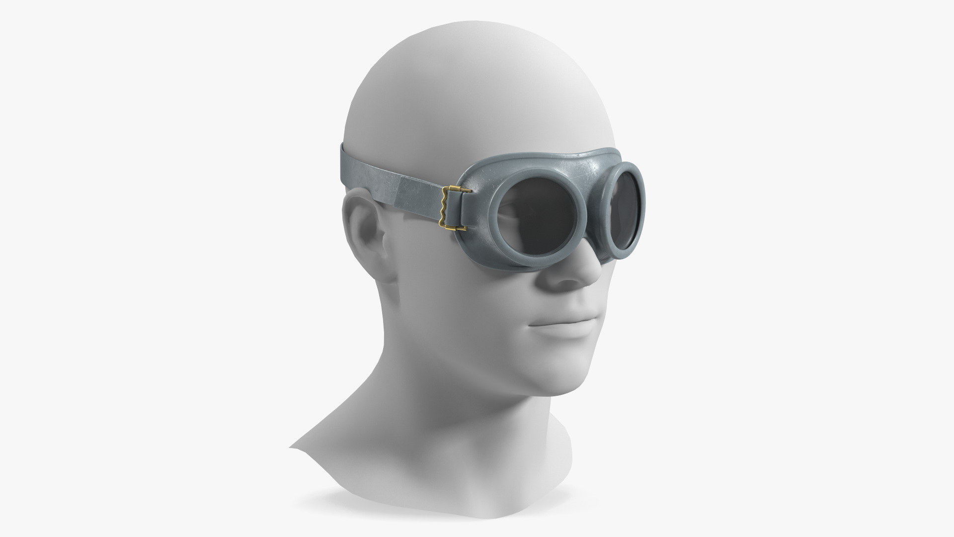 3D NATO Round Army Goggles Gray on Mannequin Head