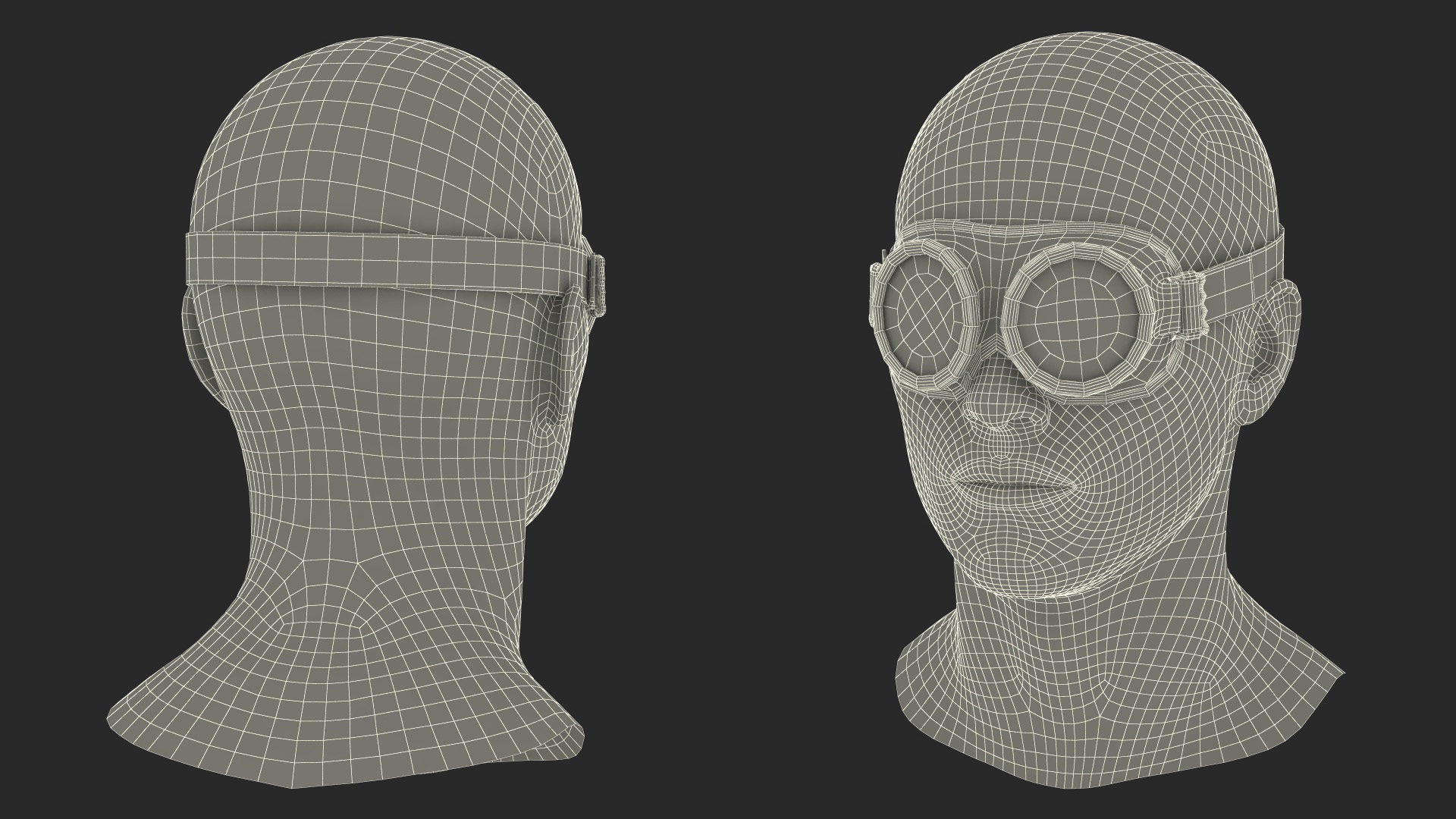 3D NATO Round Army Goggles Gray on Mannequin Head