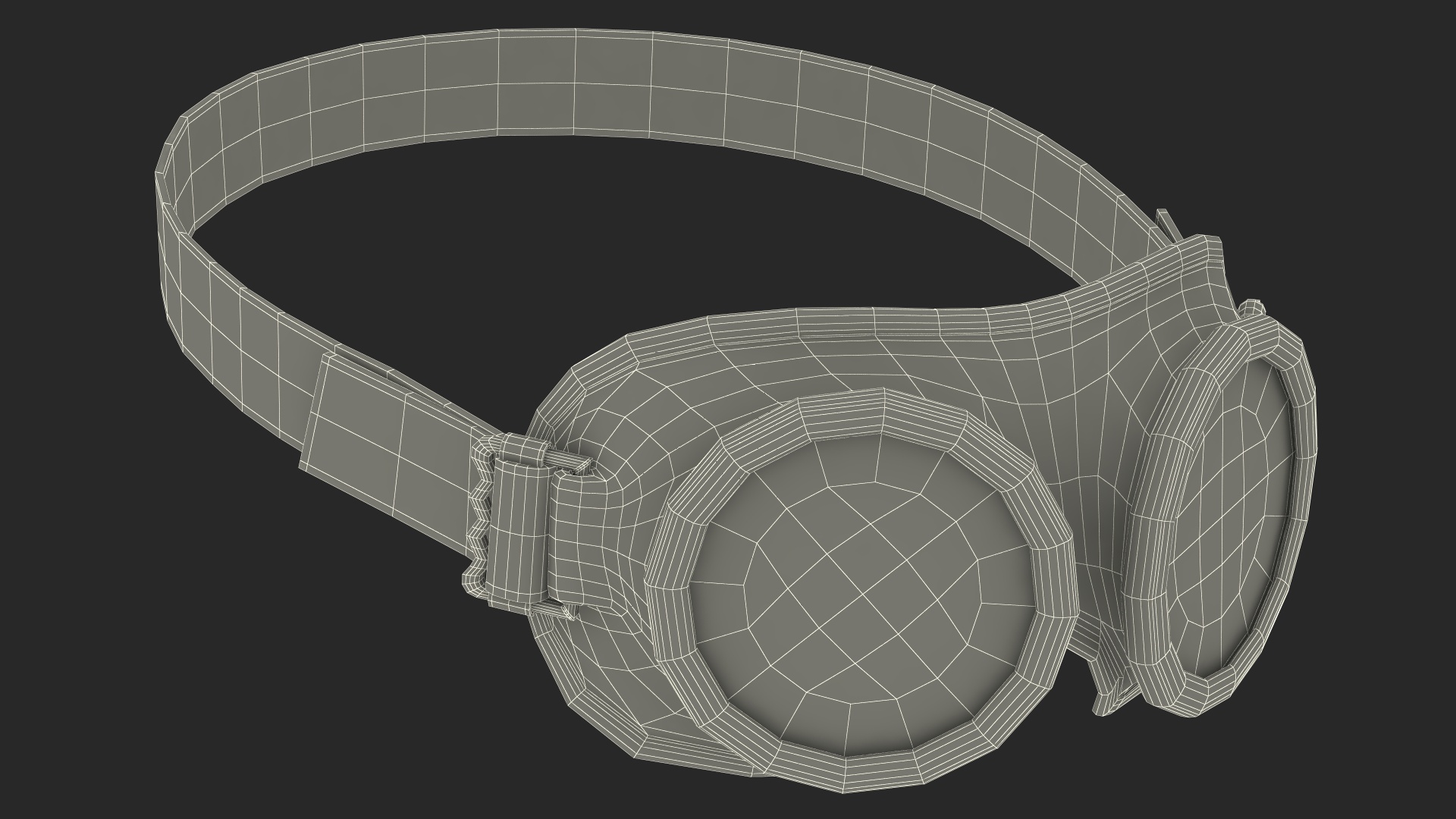 3D NATO Round Army Goggles Gray on Mannequin Head