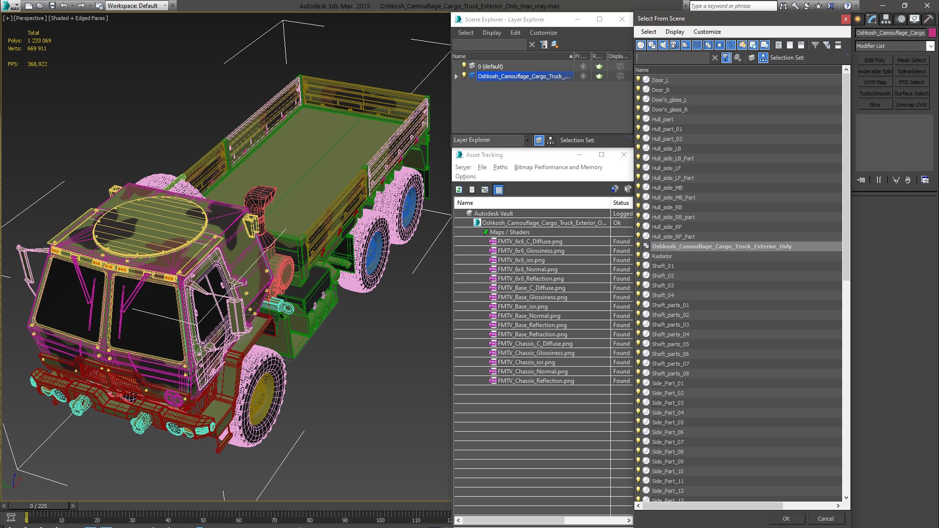 Oshkosh Camouflage Cargo Truck Exterior Only 3D model