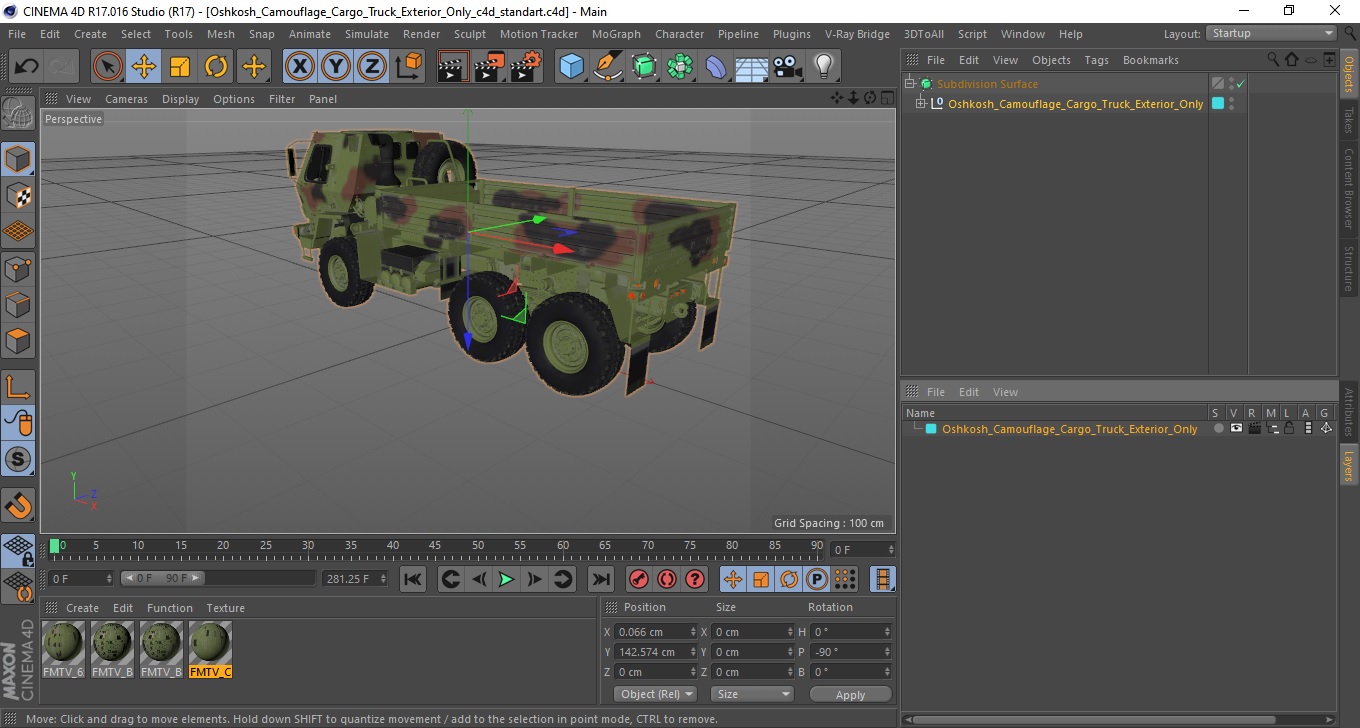 Oshkosh Camouflage Cargo Truck Exterior Only 3D model