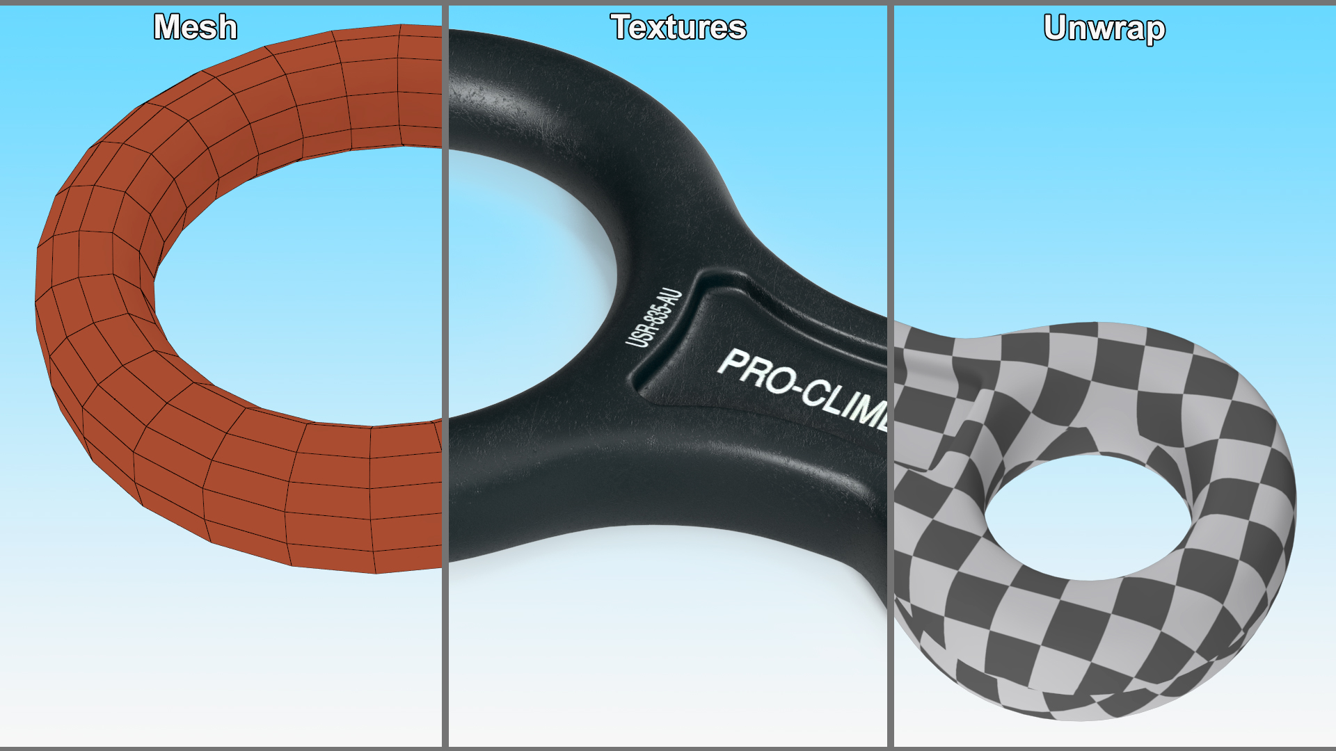 3D Figure of Eight Descender Pro-Climb Black