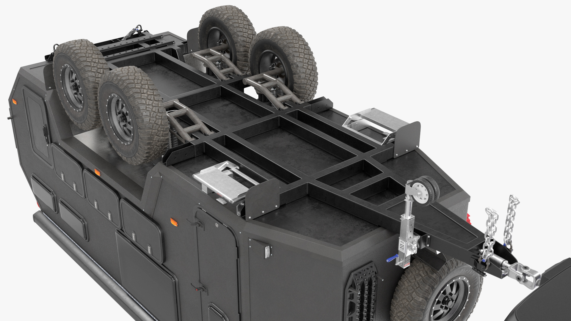 SUV with Travel Mobile Home 3D
