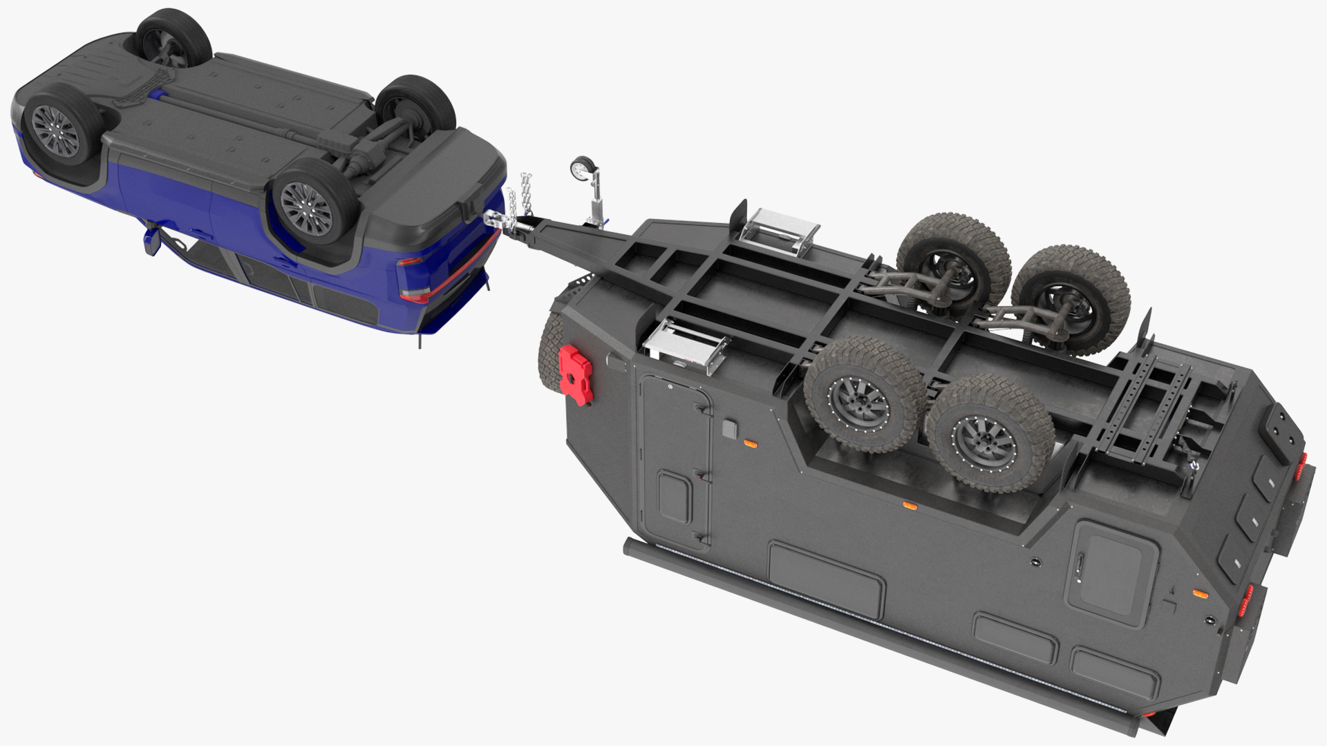 SUV with Travel Mobile Home 3D