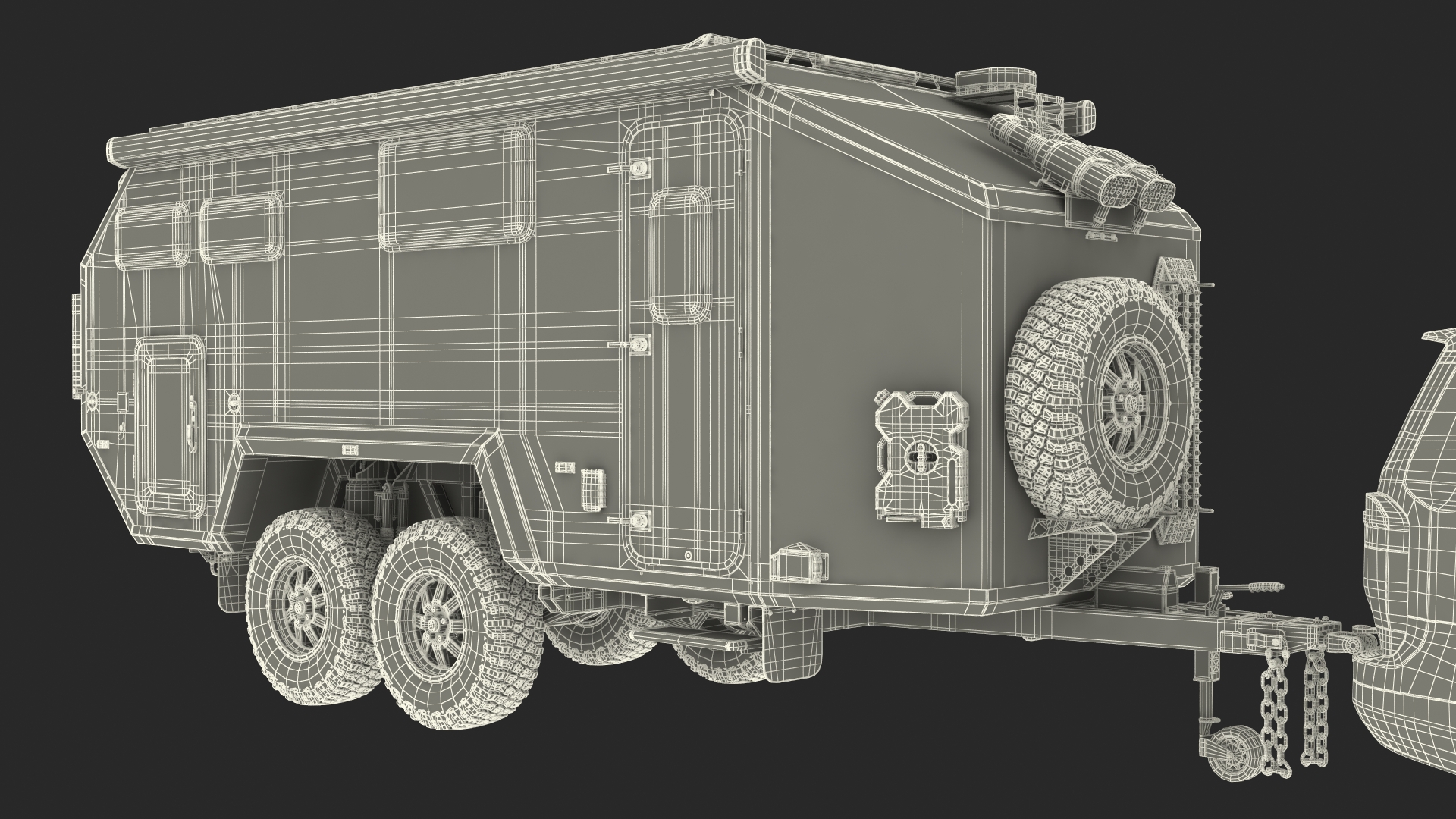 SUV with Travel Mobile Home 3D