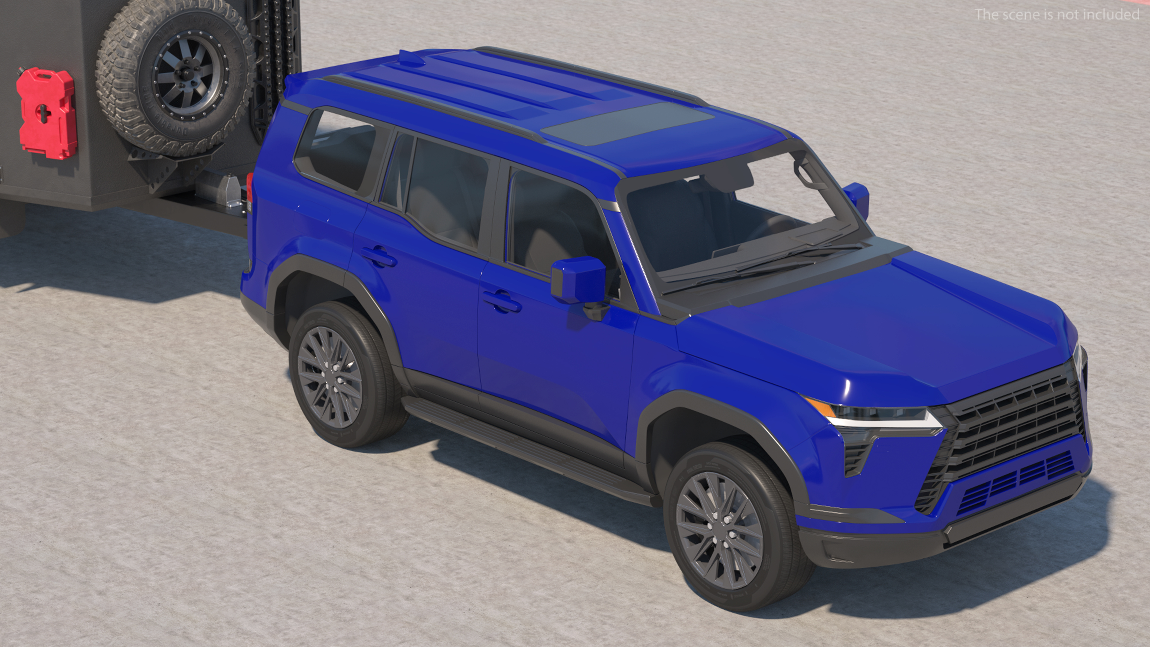 SUV with Travel Mobile Home 3D