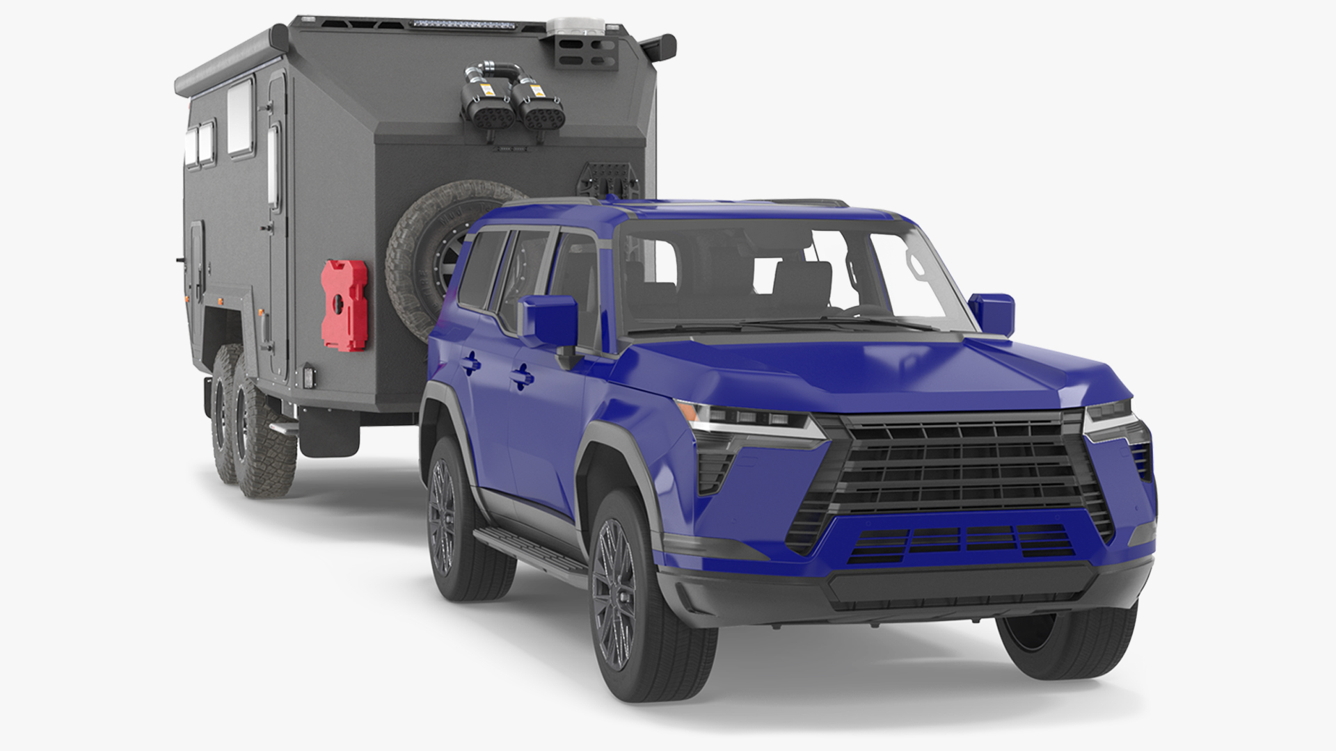 SUV with Travel Mobile Home 3D