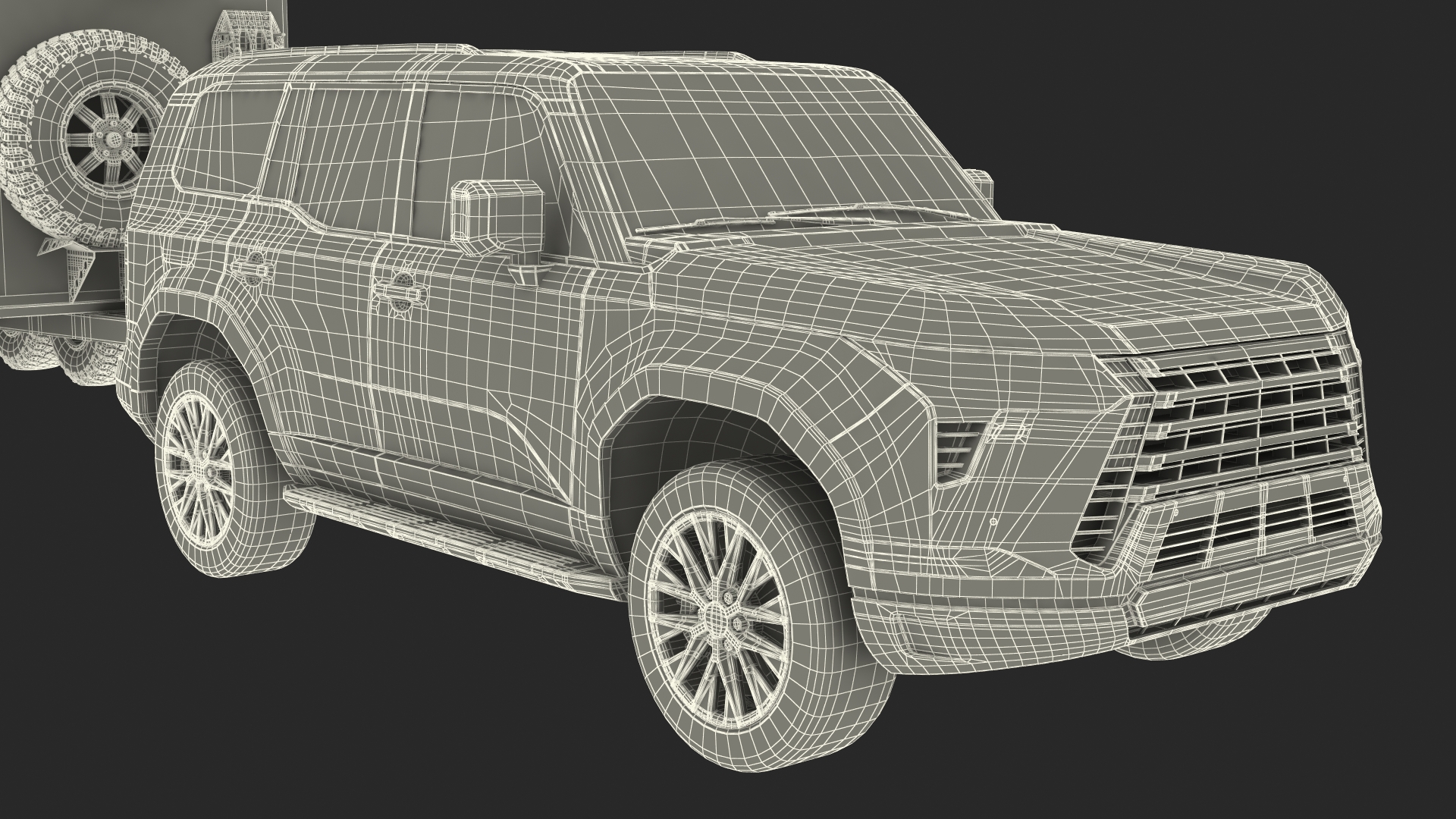 SUV with Travel Mobile Home 3D