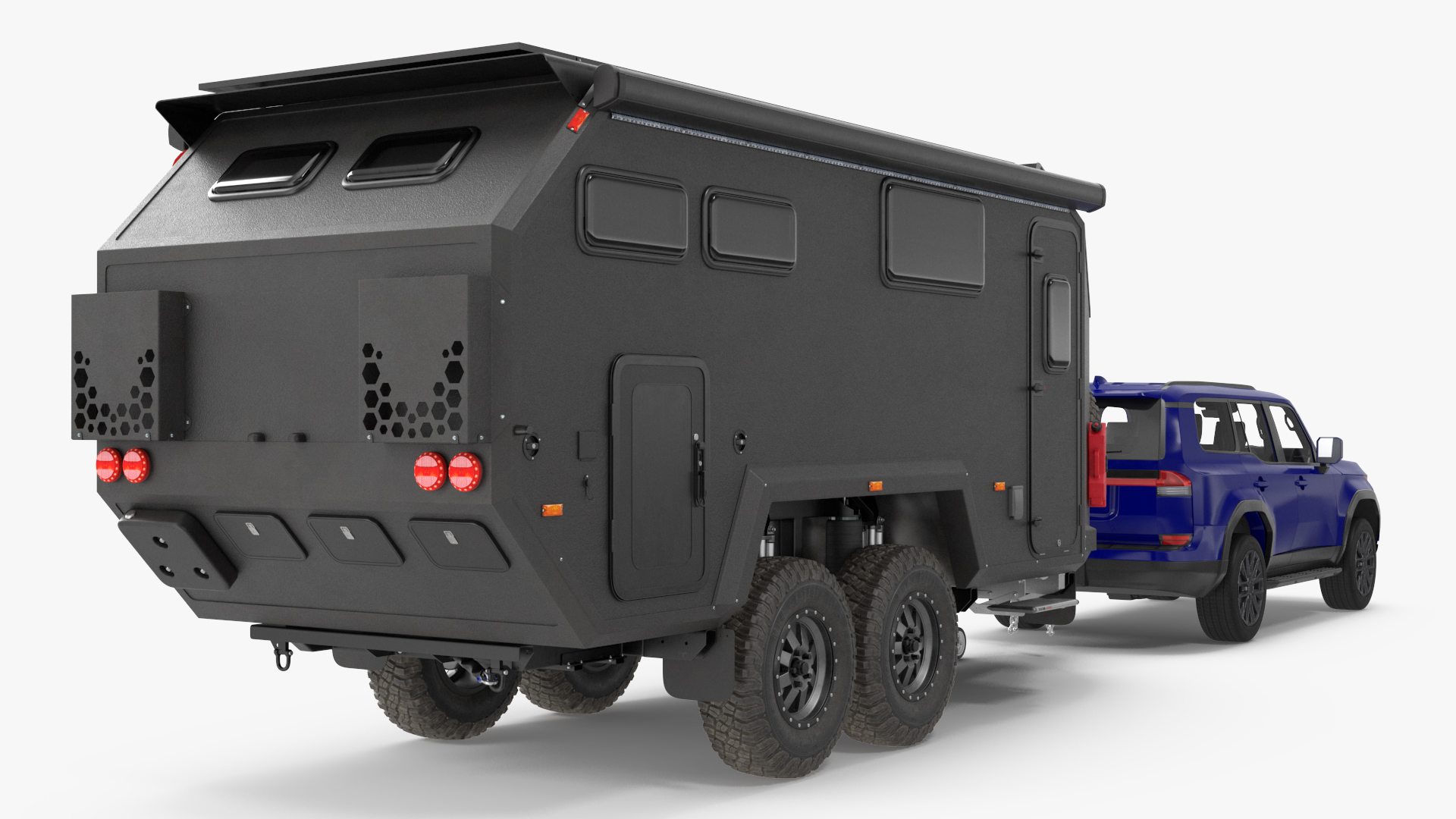 SUV with Travel Mobile Home 3D
