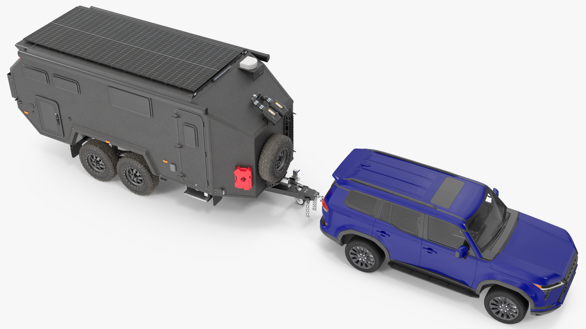 SUV with Travel Mobile Home 3D