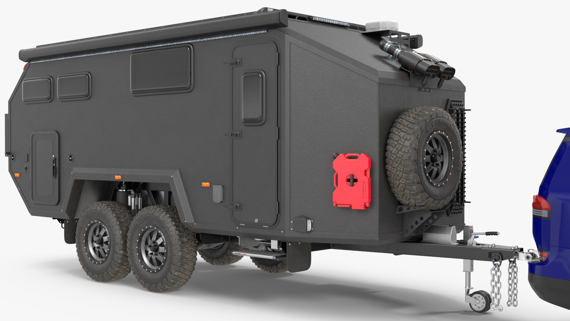 SUV with Travel Mobile Home 3D