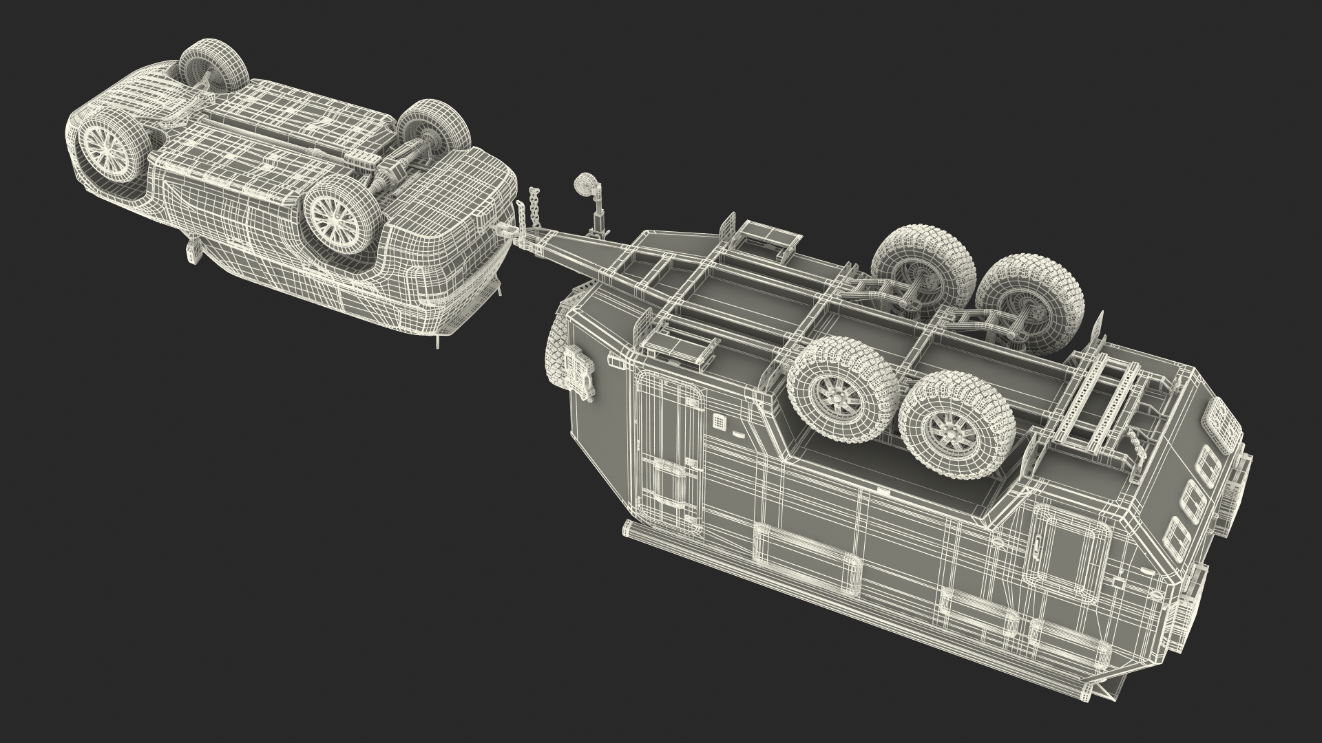 SUV with Travel Mobile Home 3D