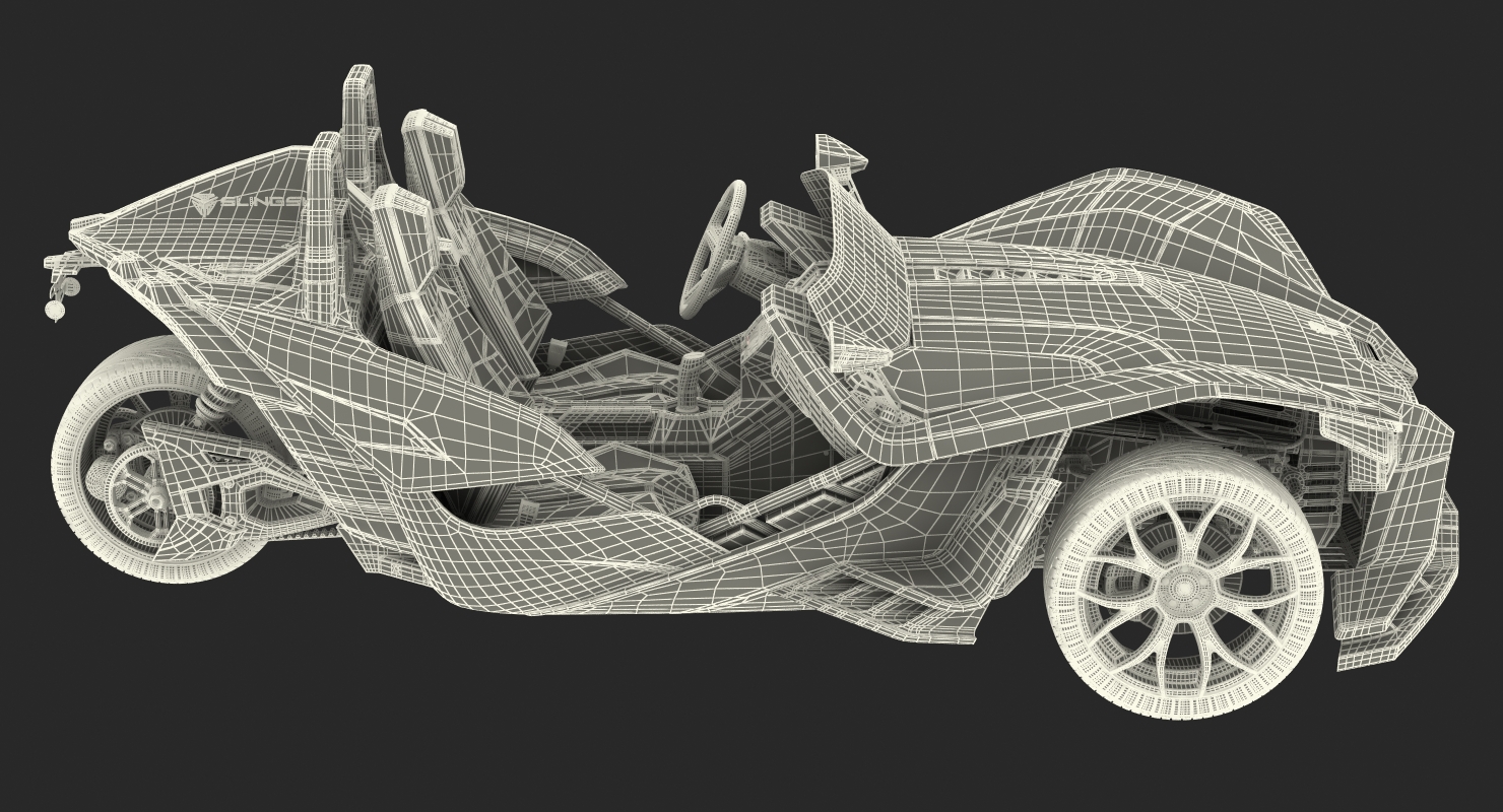 3D Polaris Slingshot Trike White Rigged