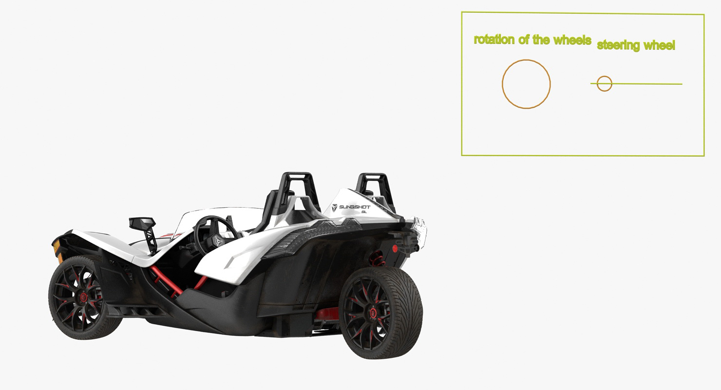 3D Polaris Slingshot Trike White Rigged