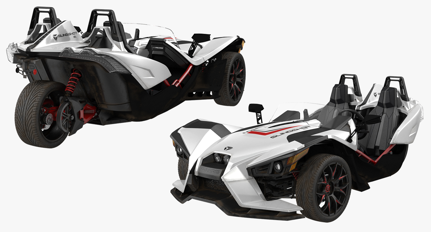 3D Polaris Slingshot Trike White Rigged
