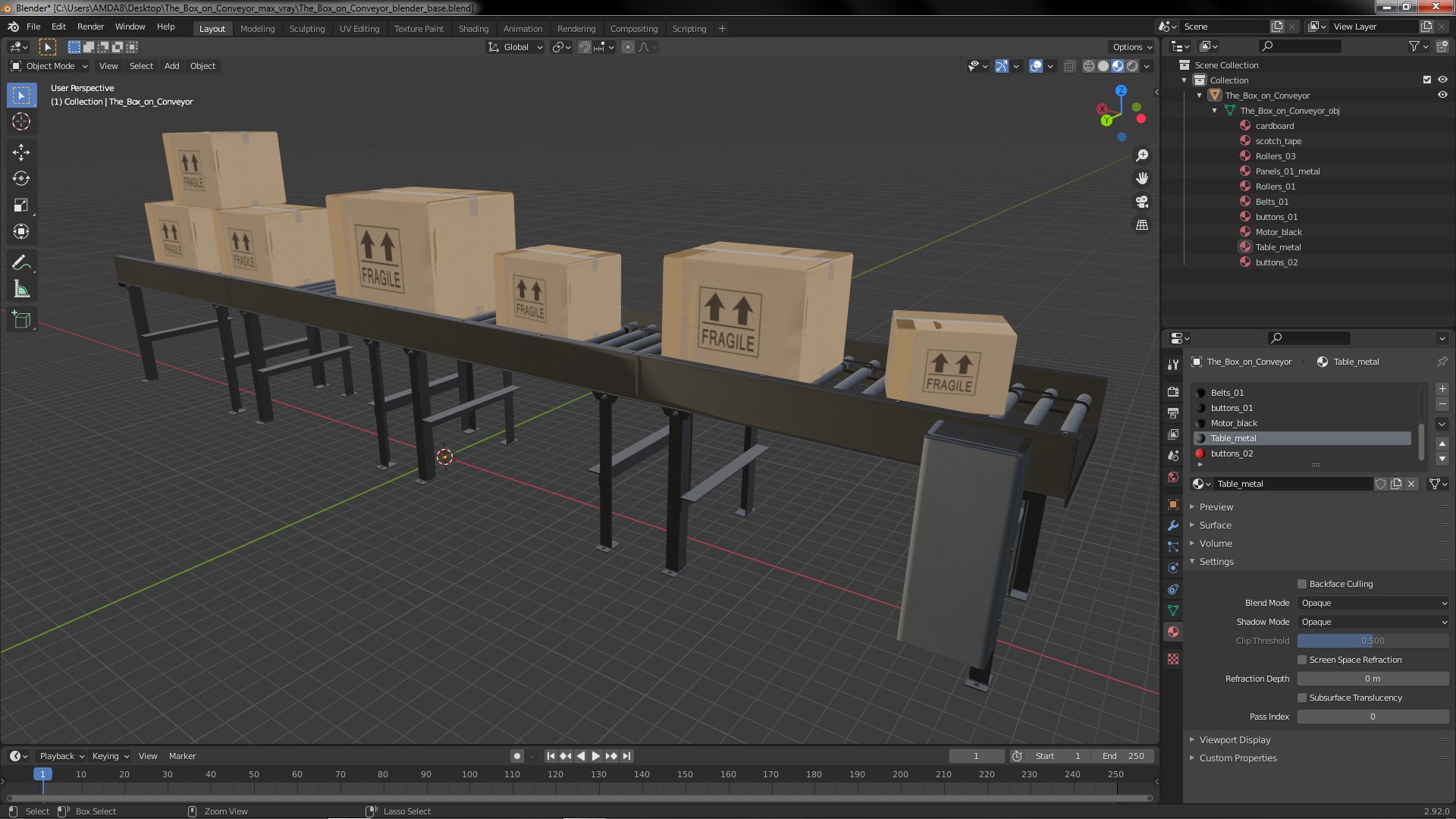 The Box on Conveyor 3D model