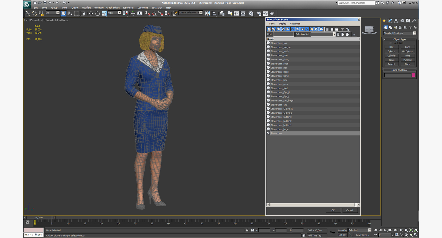 Stewardess Standing Pose 3D model