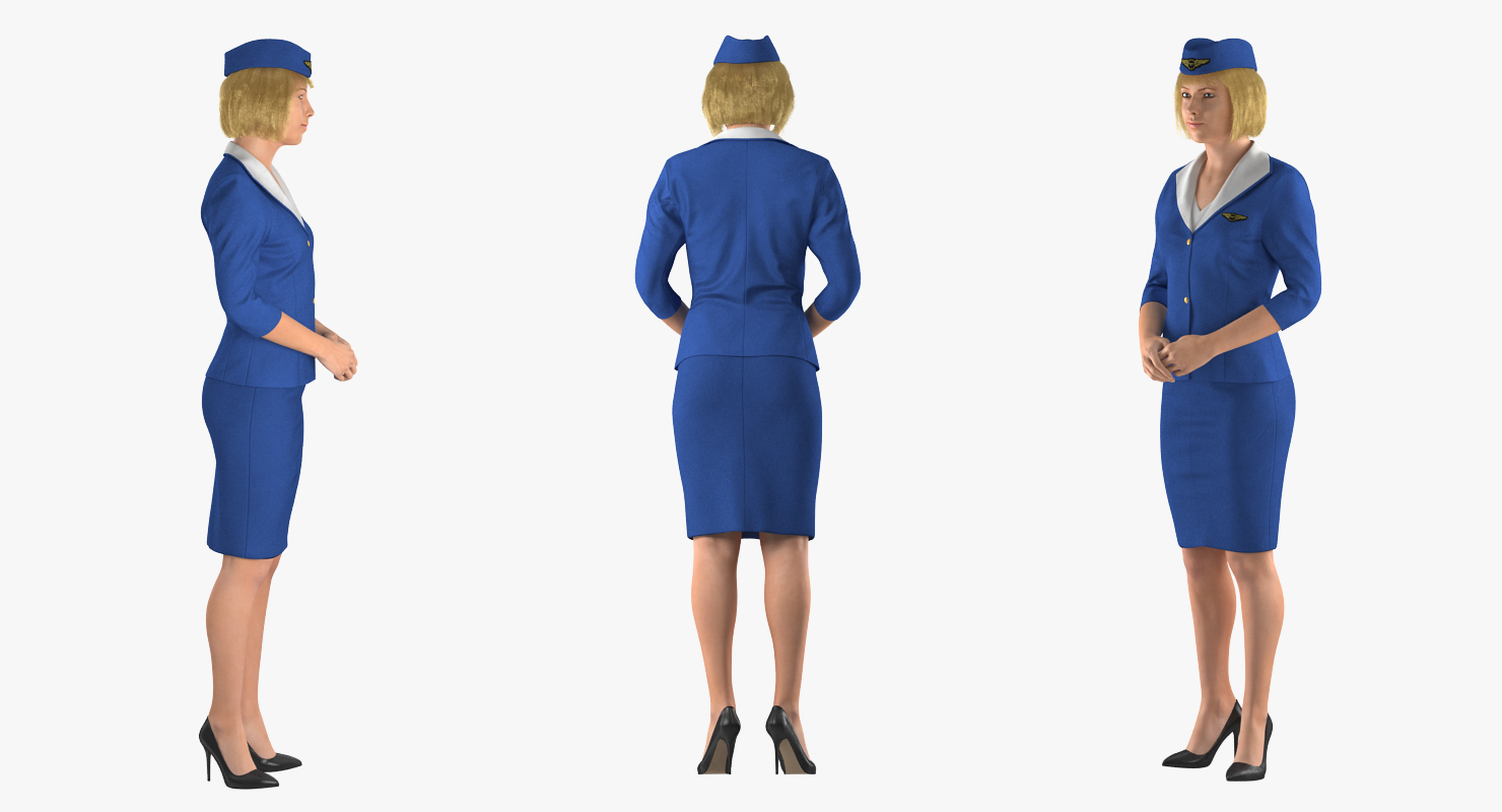 Stewardess Standing Pose 3D model