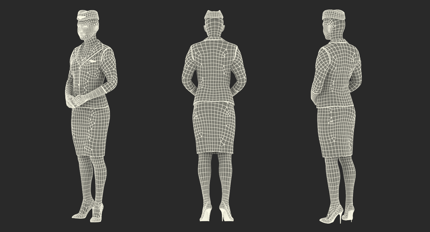 Stewardess Standing Pose 3D model