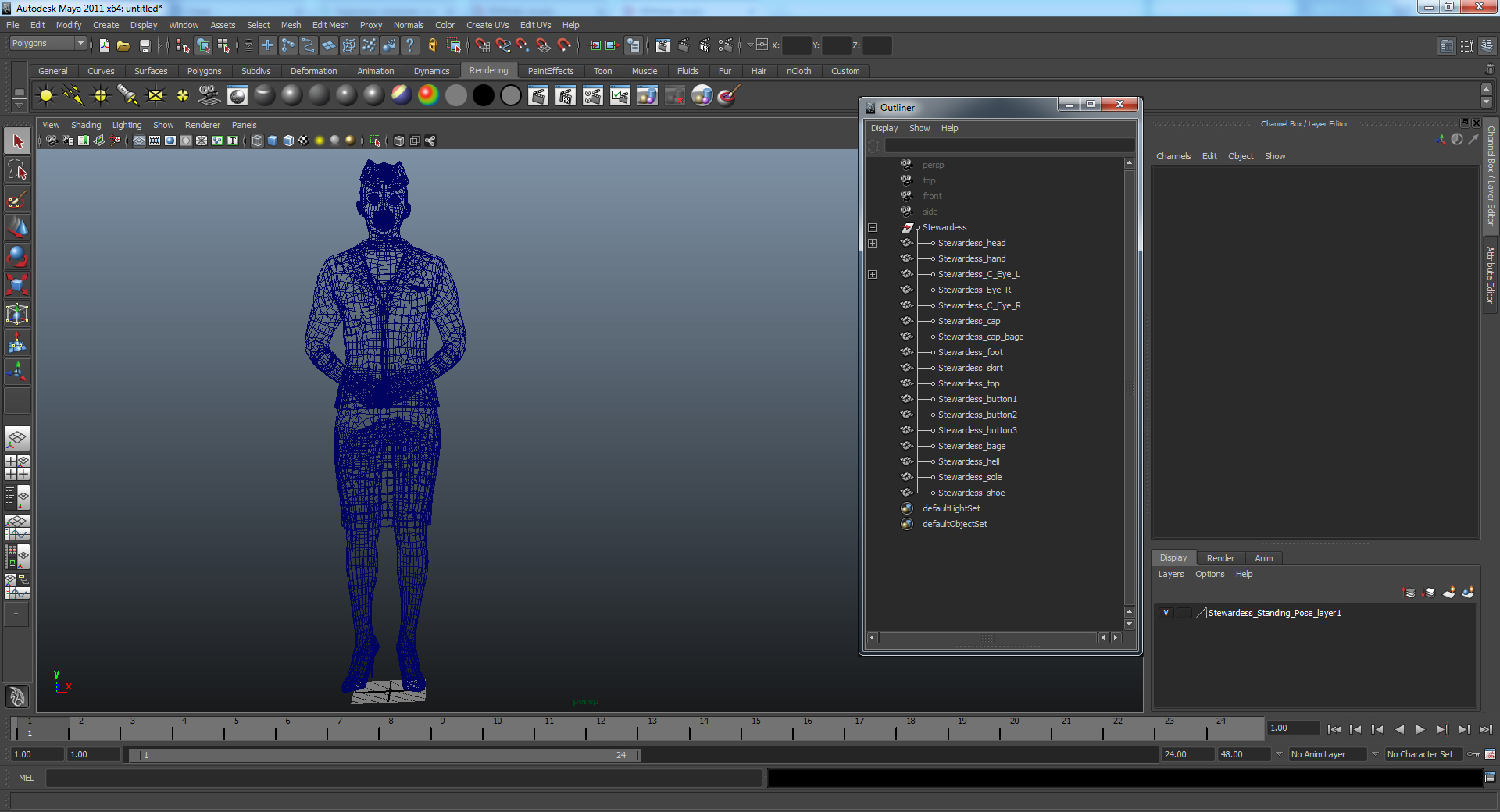 Stewardess Standing Pose 3D model