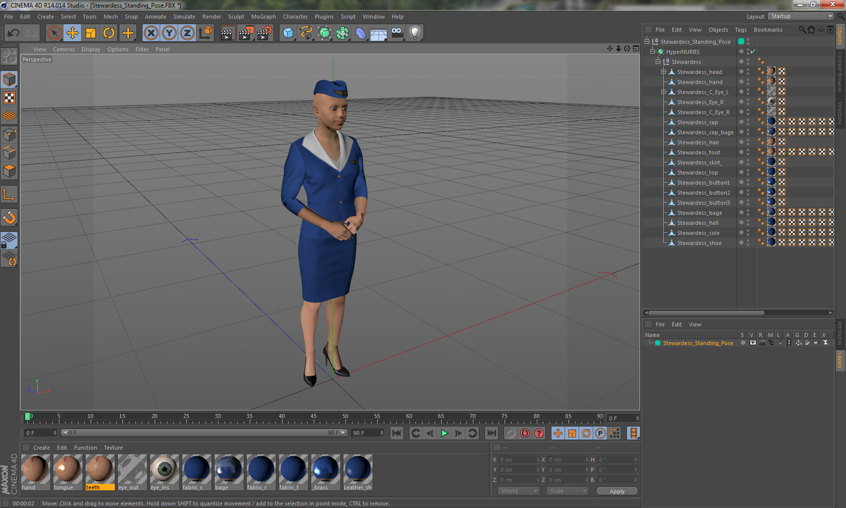 Stewardess Standing Pose 3D model