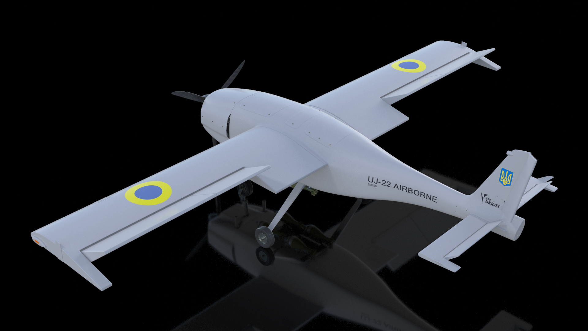 3D UKRJET UJ22 Airborne Drone Rigged model