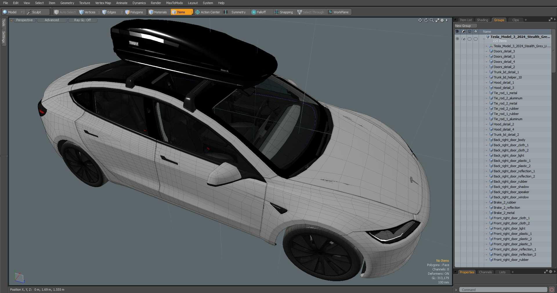 3D Tesla Model 3 2024 with Roofbox