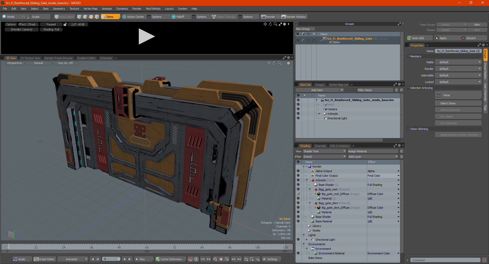3D model Sci Fi Reinforced Sliding Gate