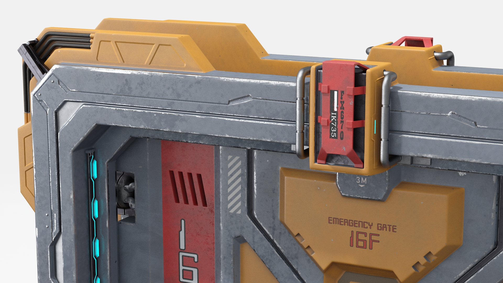 3D model Sci Fi Reinforced Sliding Gate