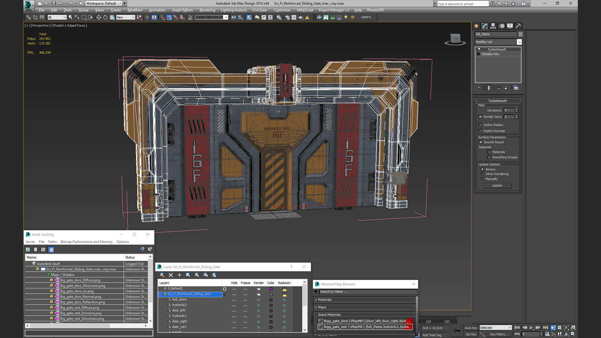 3D model Sci Fi Reinforced Sliding Gate