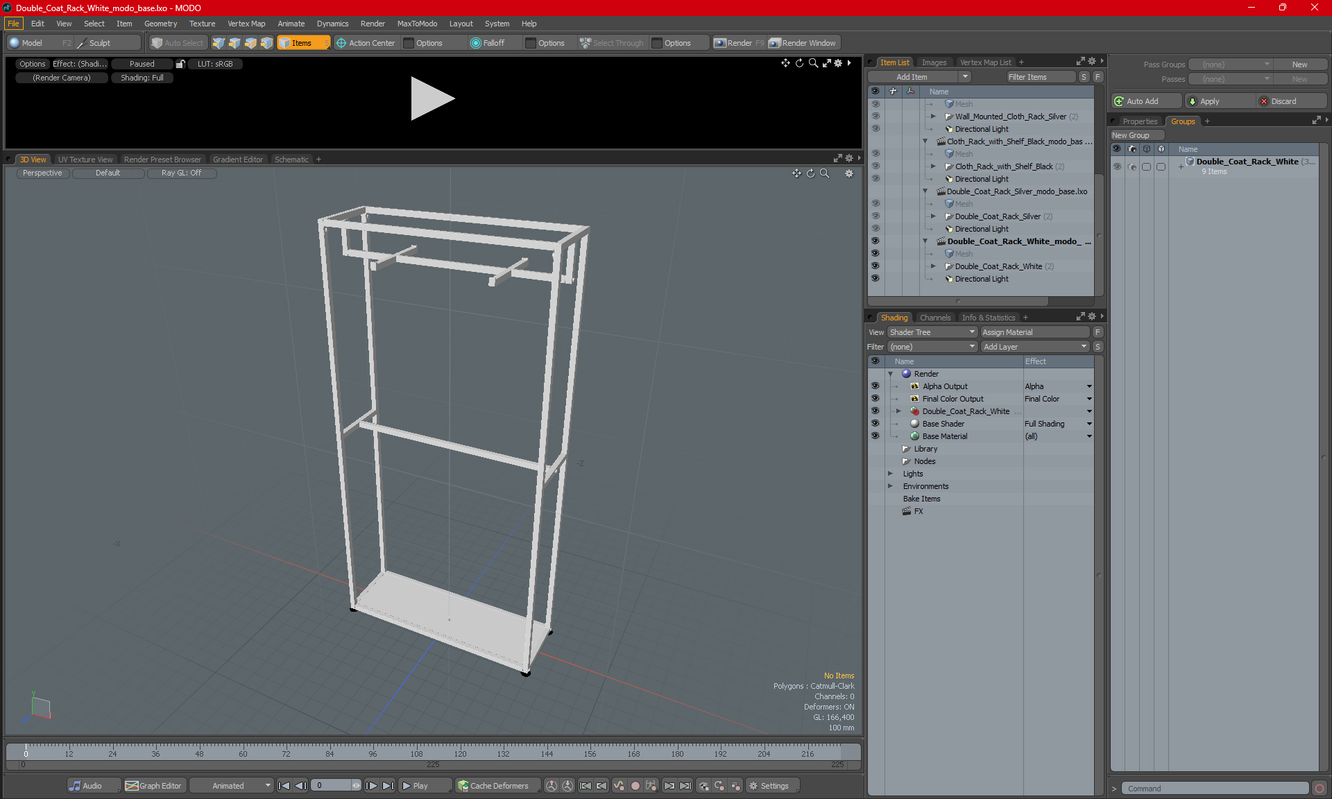 Double Coat Rack White 3D