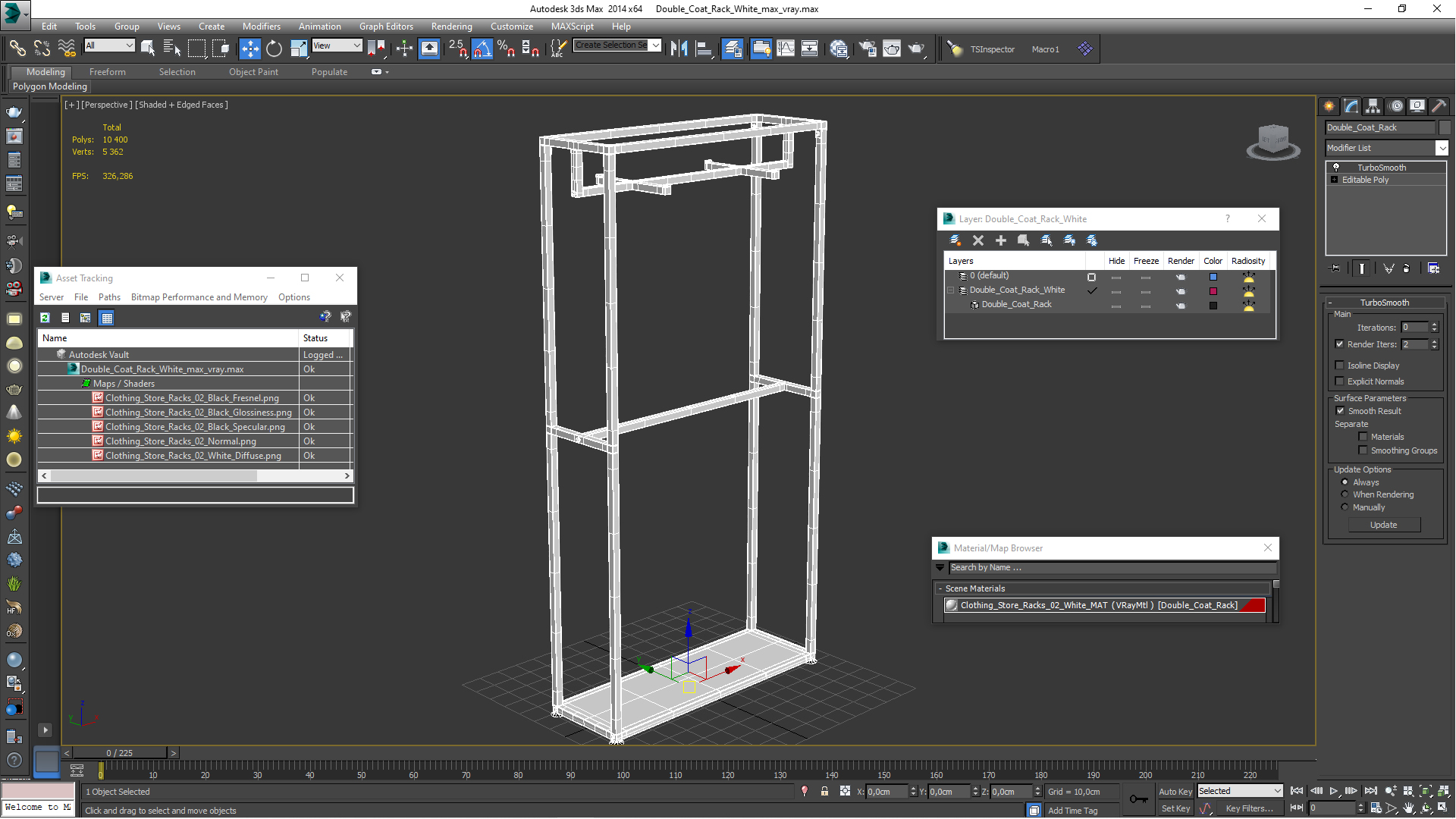 Double Coat Rack White 3D