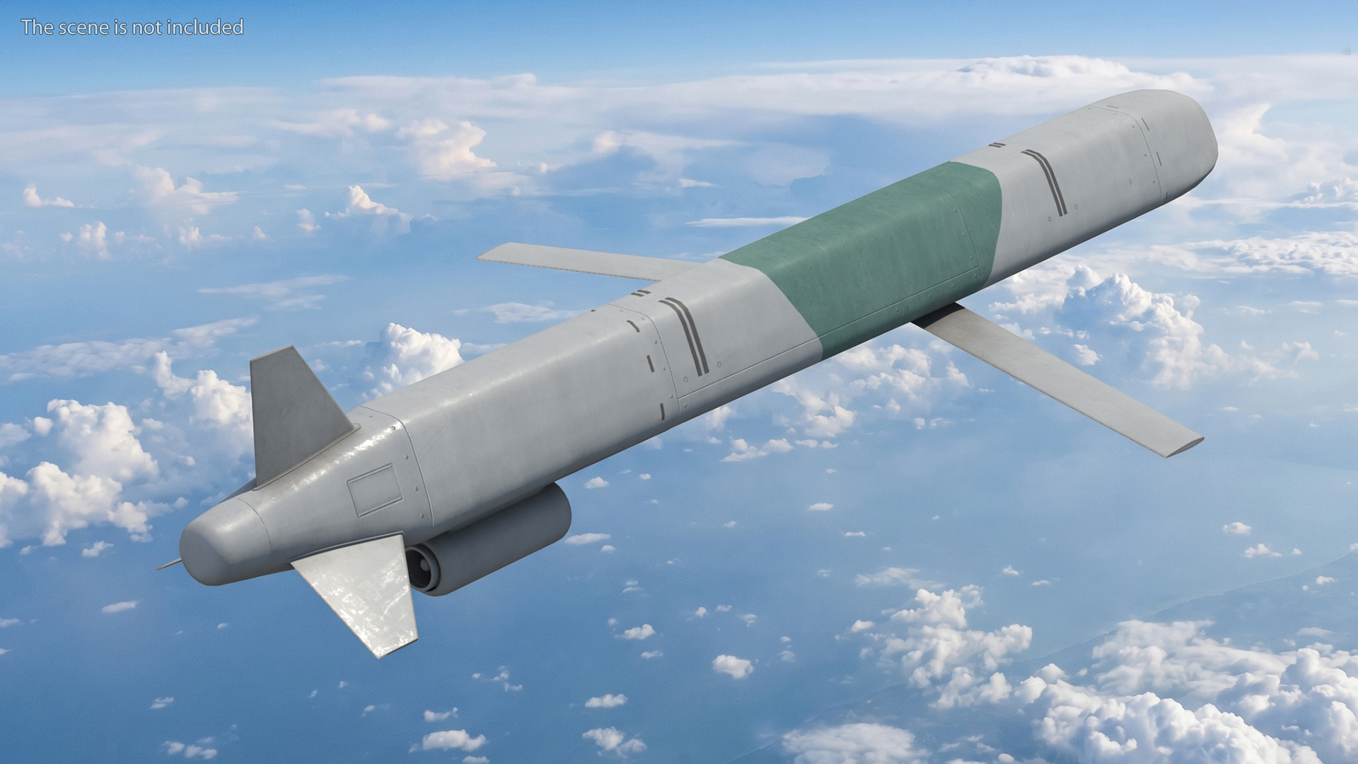 Kh 101 Air Launched Cruise Missile Gray Green Game Ready, view 2