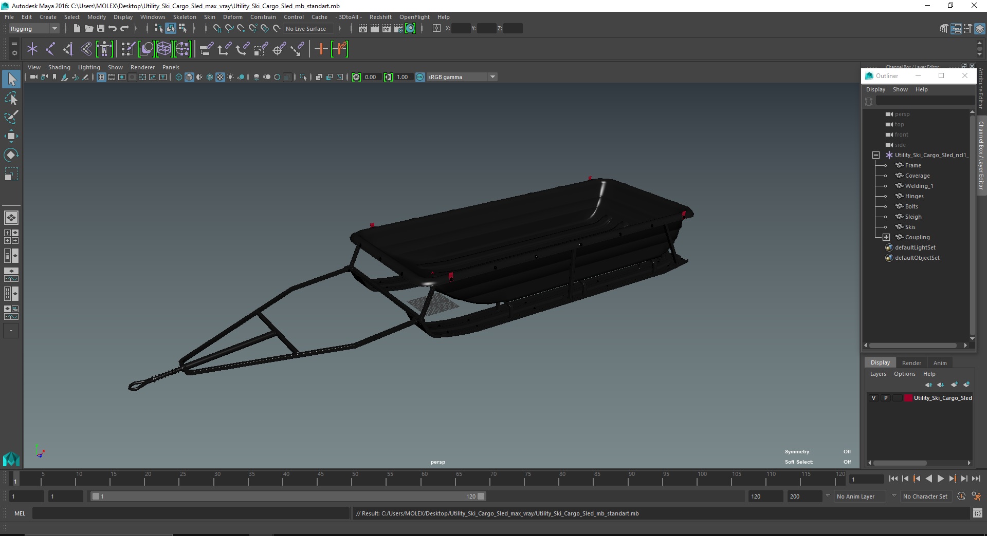 Utility Ski Cargo Sled 3D