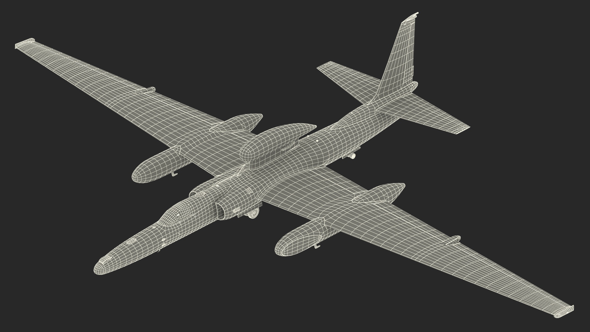 Grey Surveillance Aircraft Simple Interior 3D