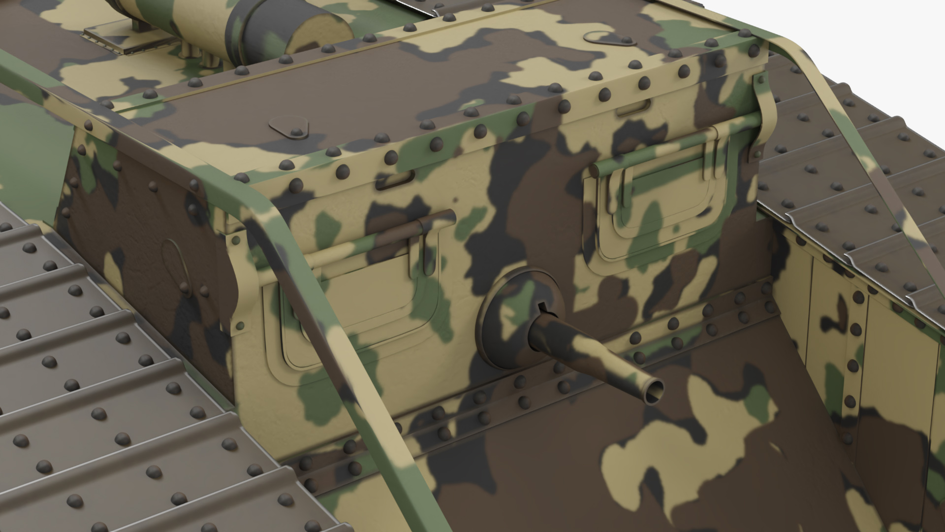 Tank MK 4 Female Camouflage Color Rigged for Maya 3D model