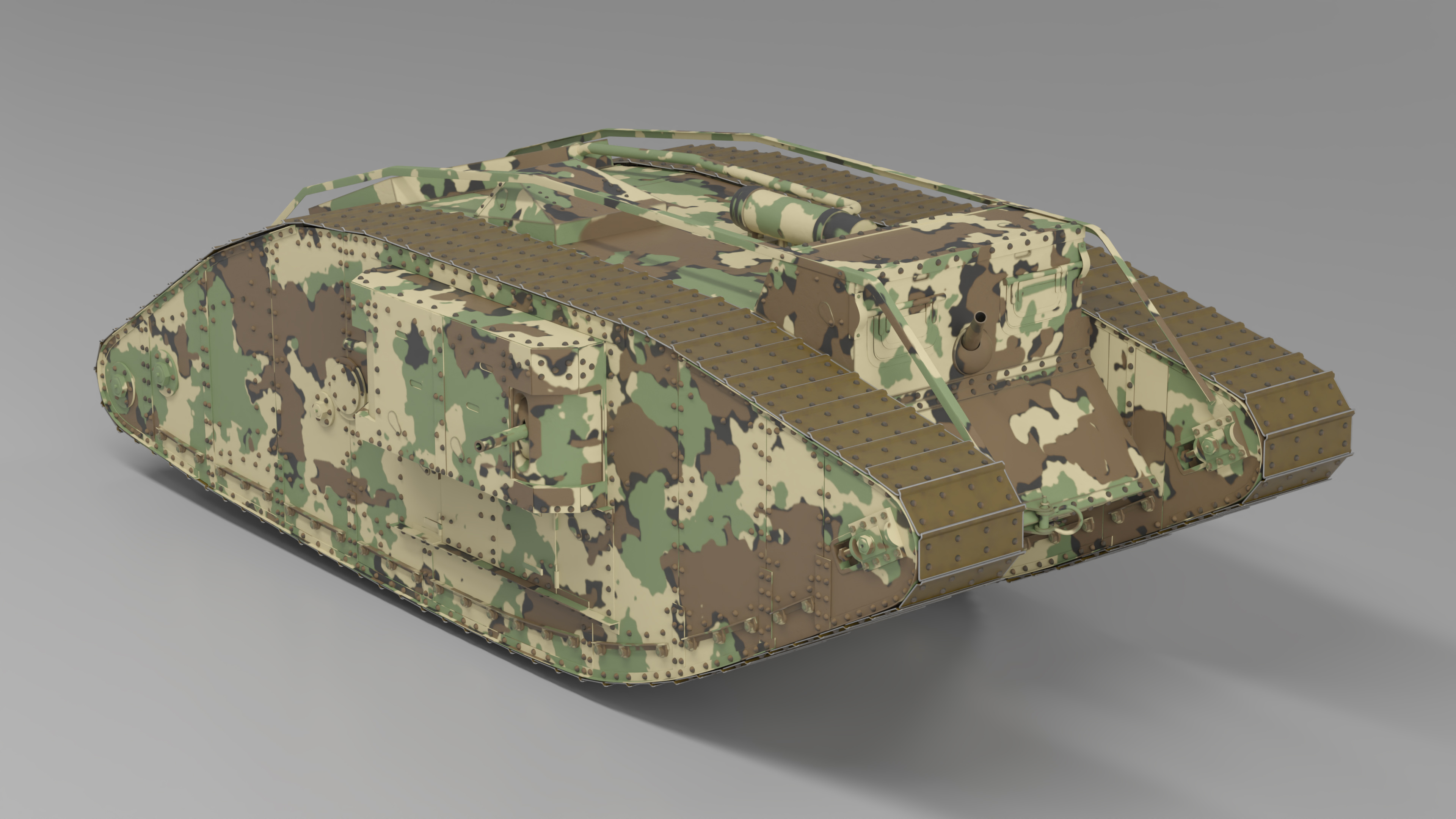 Tank MK 4 Female Camouflage Color Rigged for Maya 3D model