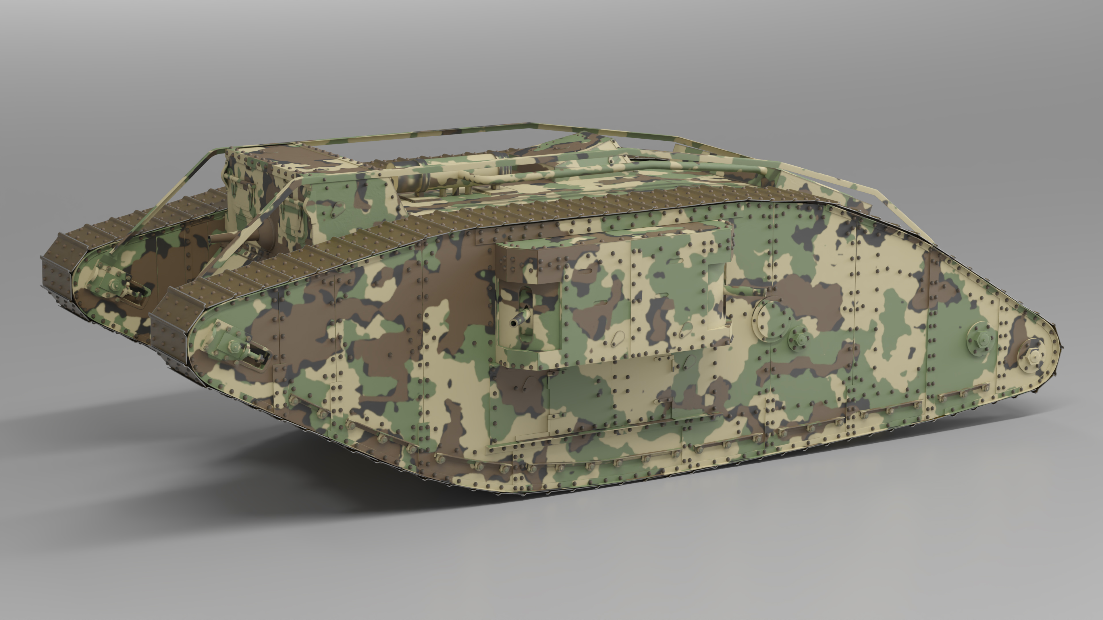 Tank MK 4 Female Camouflage Color Rigged for Maya 3D model