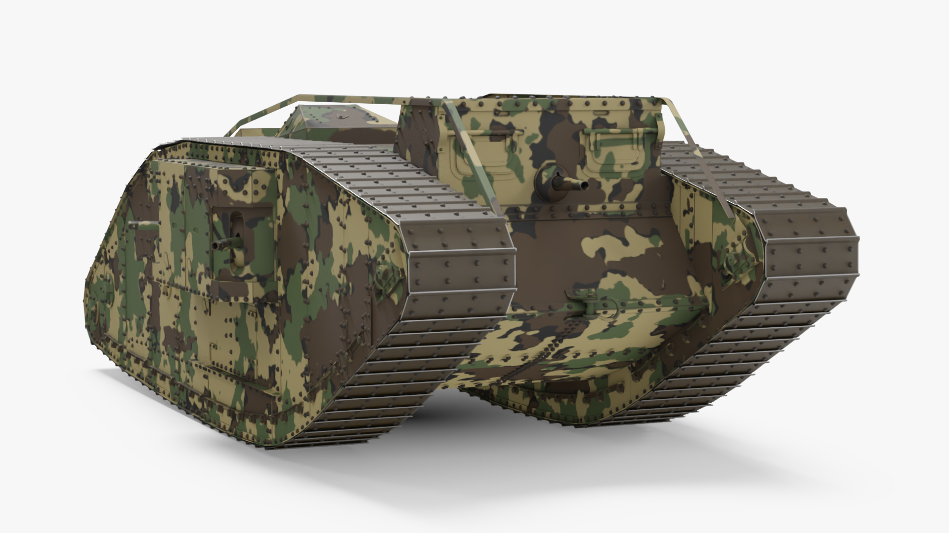Tank MK 4 Female Camouflage Color Rigged for Maya 3D model