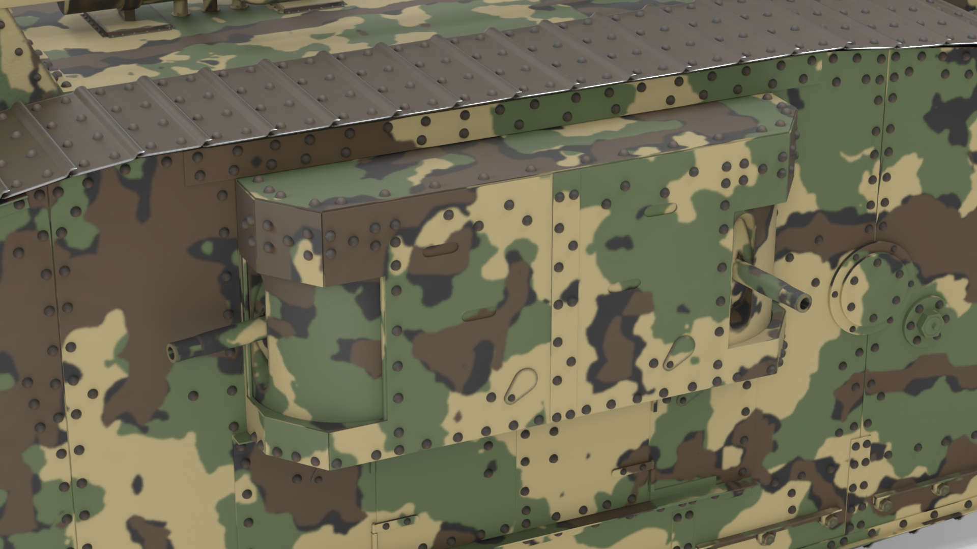 Tank MK 4 Female Camouflage Color Rigged for Maya 3D model