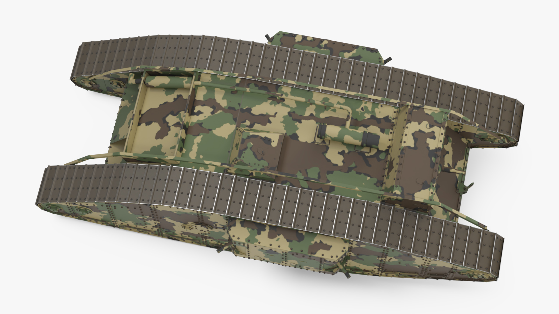 Tank MK 4 Female Camouflage Color Rigged for Maya 3D model